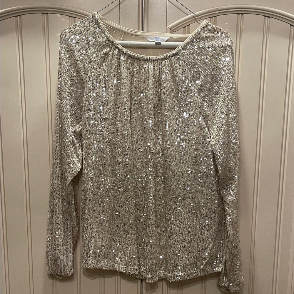 Time and Tru Gold Sequin Top